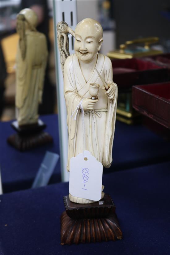 A 19th century Chinese ivory figure of a mohan H.24cm